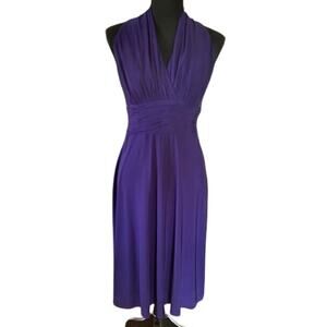 Evan-Picone Purple Halter Midi Dress – Size 4P Petite